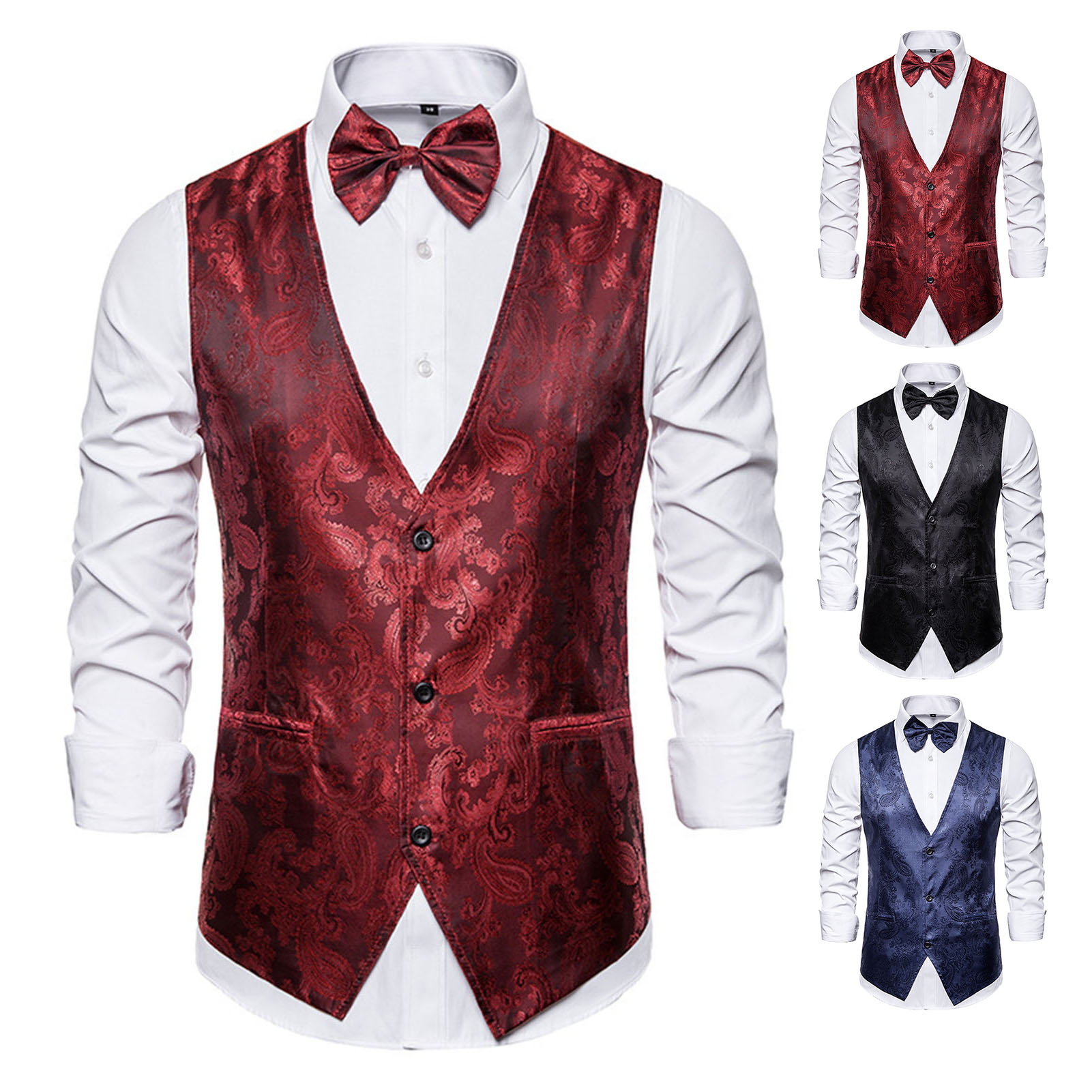 yitu Men Suit Vest Formal Suit Vest Men s Formal Vest with Vintage Print