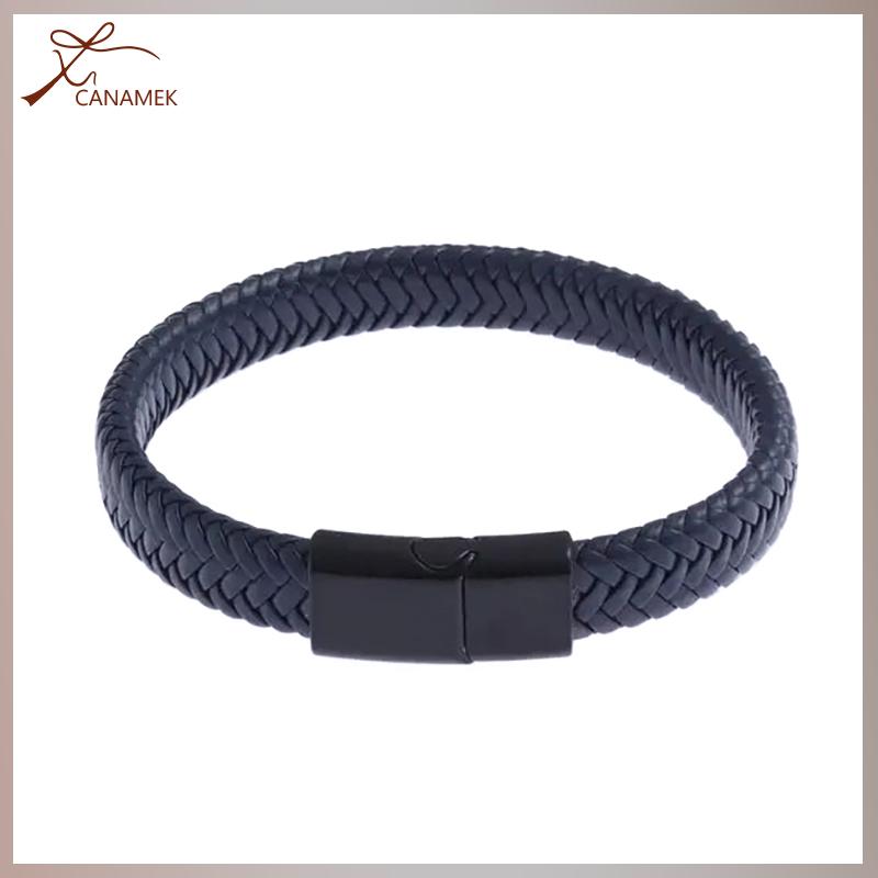 ❤❤❤Hot Sale CANAMEK Cổ điển da đen Vòng đeo tay cho nam giới tay trang sức quà tặng đẹp trai Vòng đeo tay