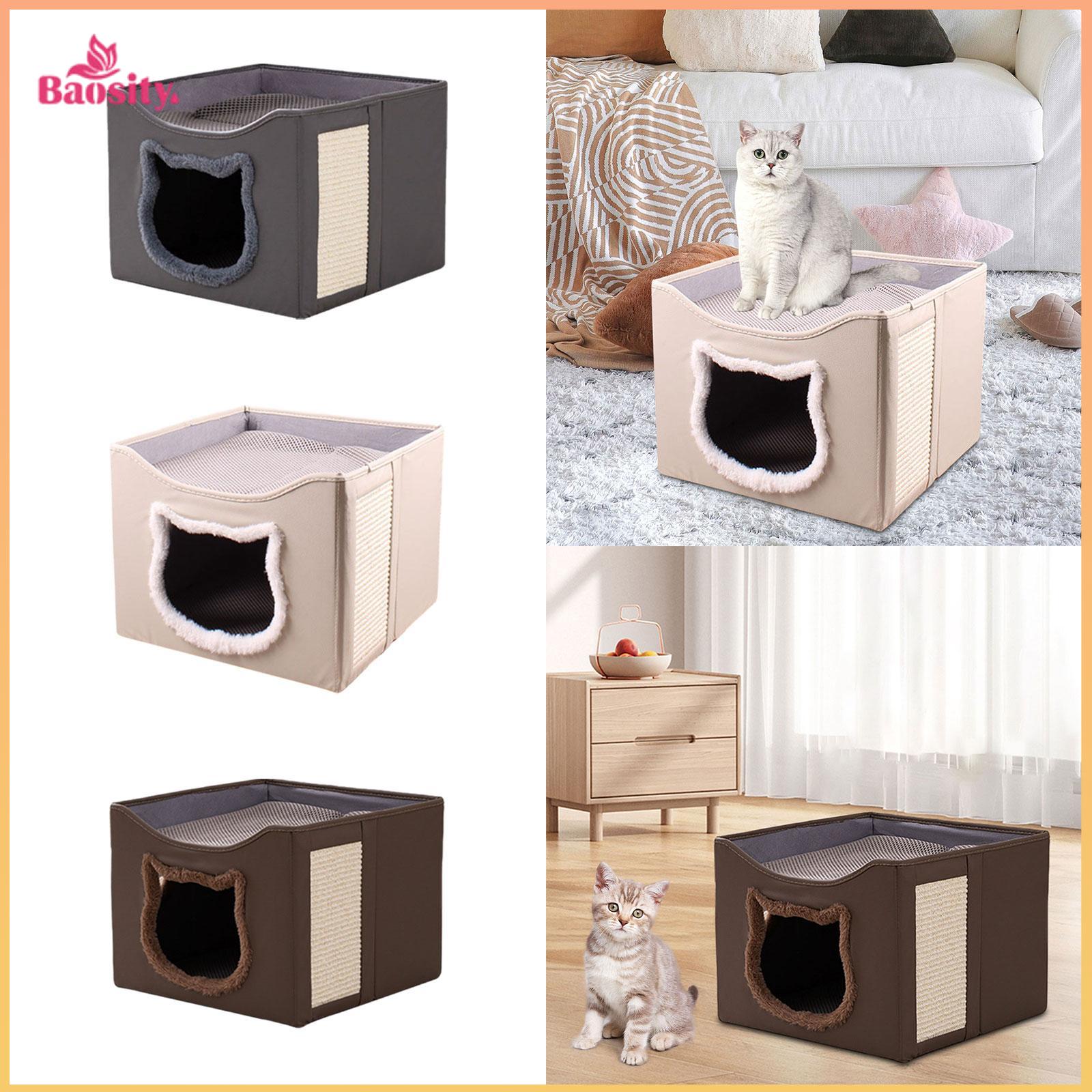 Cat Bed Hideaway Folding Cube Modern for Multi Small Pet Kitten with Scratch Pad Summer Covered Furniture Condo Cat House ราคา 1,714 บาท*ส่งฟรี