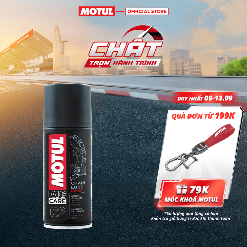 [SẢN PHẨM TRẢI NGHIỆM] Xịt sên / xích MOTUL C2 CHAIN LUBE ROAD 0.15L