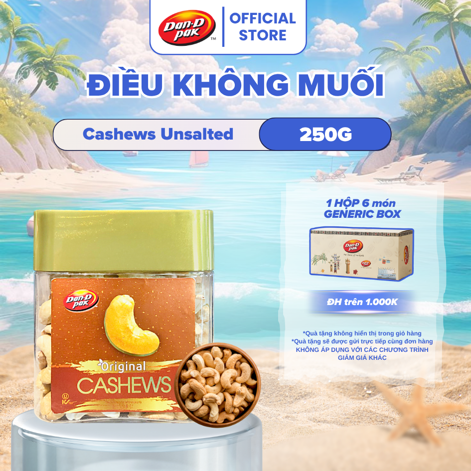 Hạt Điều Không Muối Tự Nhiên Việt Nam Dan D Pak I Cashews Unsalted I 250g