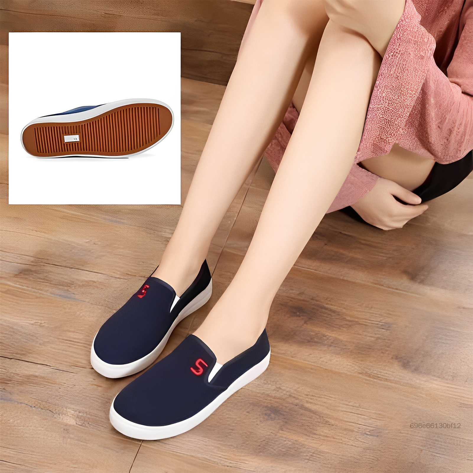 Giày vải canvas nữ thông thường chống trượt tròn mũi tròn thoải mái Đế cao su chống trượt Giày công sở nữ PEL-VN - 4