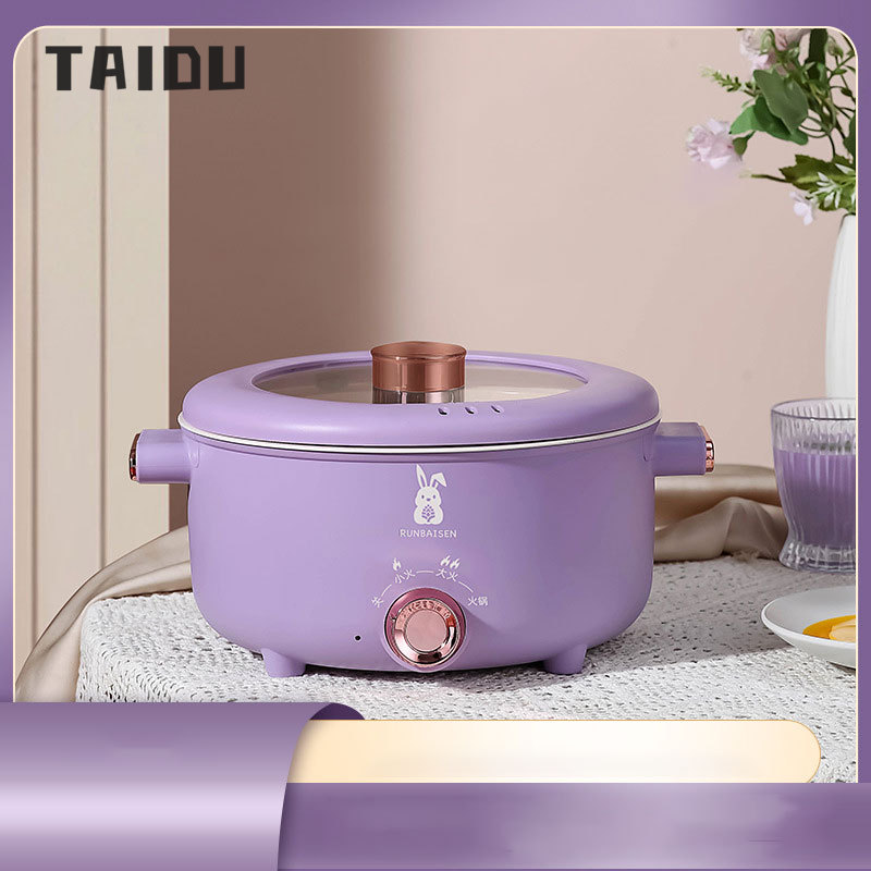TAIDU 3.6L ceramic pomelo electric cooking pot household electric hot pot steaming and stir-frying all-in-one pot large capacity electric hot pot cooking pot