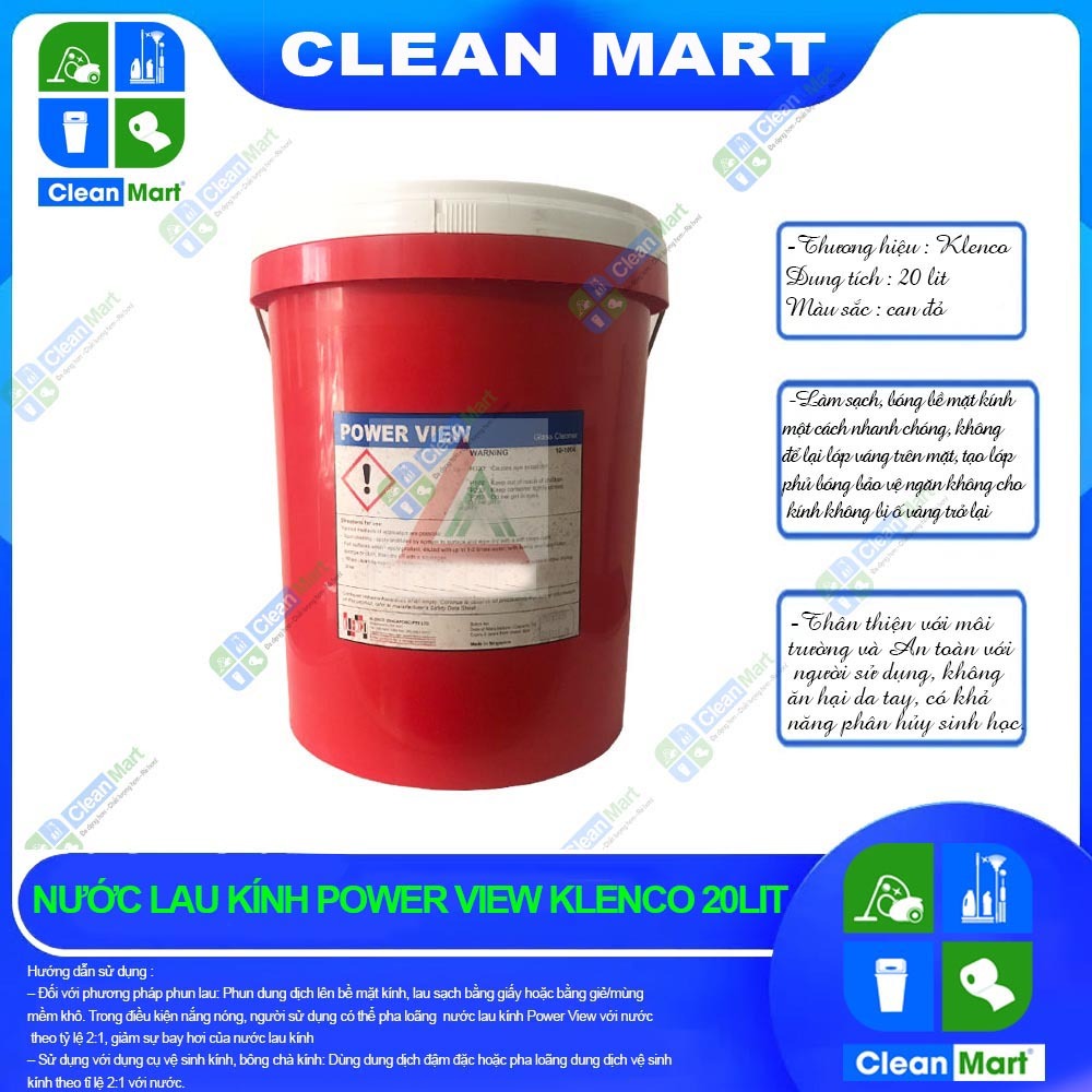 [KLENCO] Nước Lau Kính POWER VIEW KLENCO Thùng 20 Lit - CLEAN MART