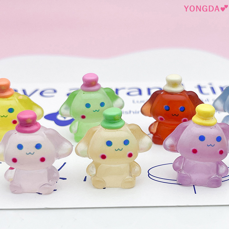 YONGDA💕 5 chiếc Tượng búp bê chó nhỏ phát sáng bằng nhựa resin đồ chơi thu nhỏ phát sáng trong bóng tối Phụ Kiện Nhà Búp bê trang trí bàn làm việc tại nhà