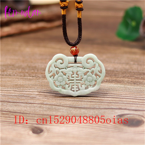 [fcmudanl] Natural White Chinese Jade Bat Pendant Flower Necklace Fashion Charm Jewelry Double-sided Hollow Carved Amulet Gifts for Her Men