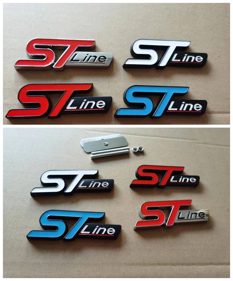 1X Metal Stline ST Line Head Front Grille Rear Car Emblem Badge Chrome
