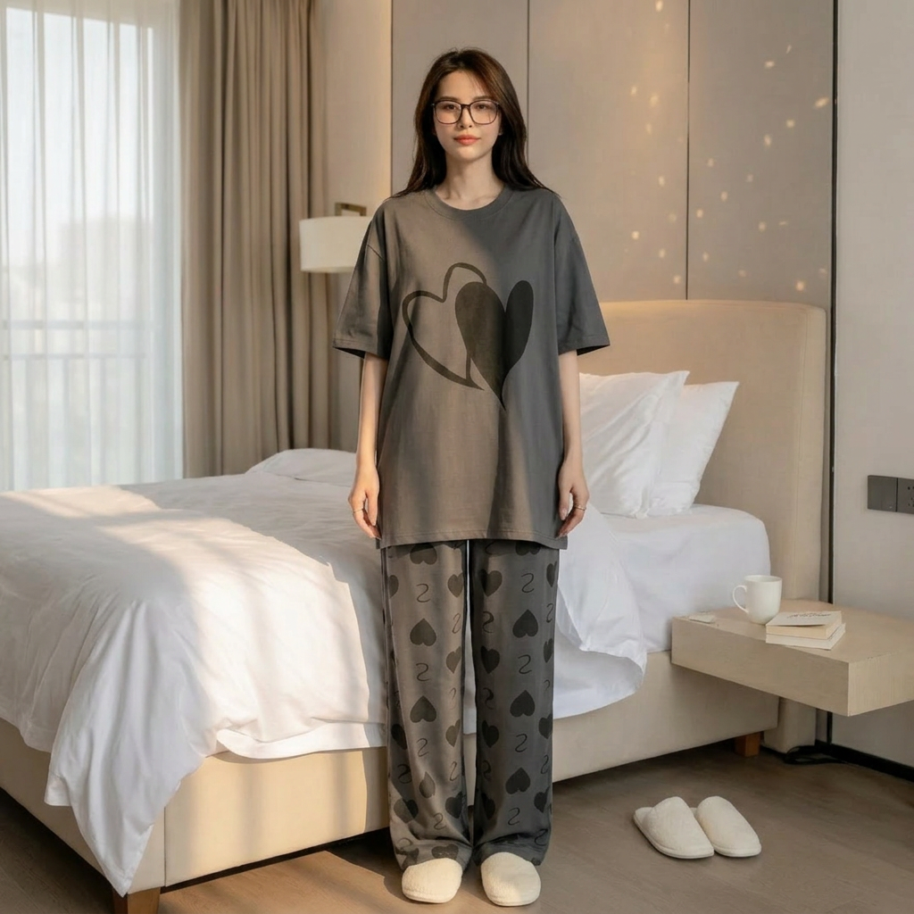 Oversized Cotton Nightwear Set – Same Comfort Design for Women & Kids | Women S–XL + Kids 7–14 Years | Summer Home & Sleep Wear