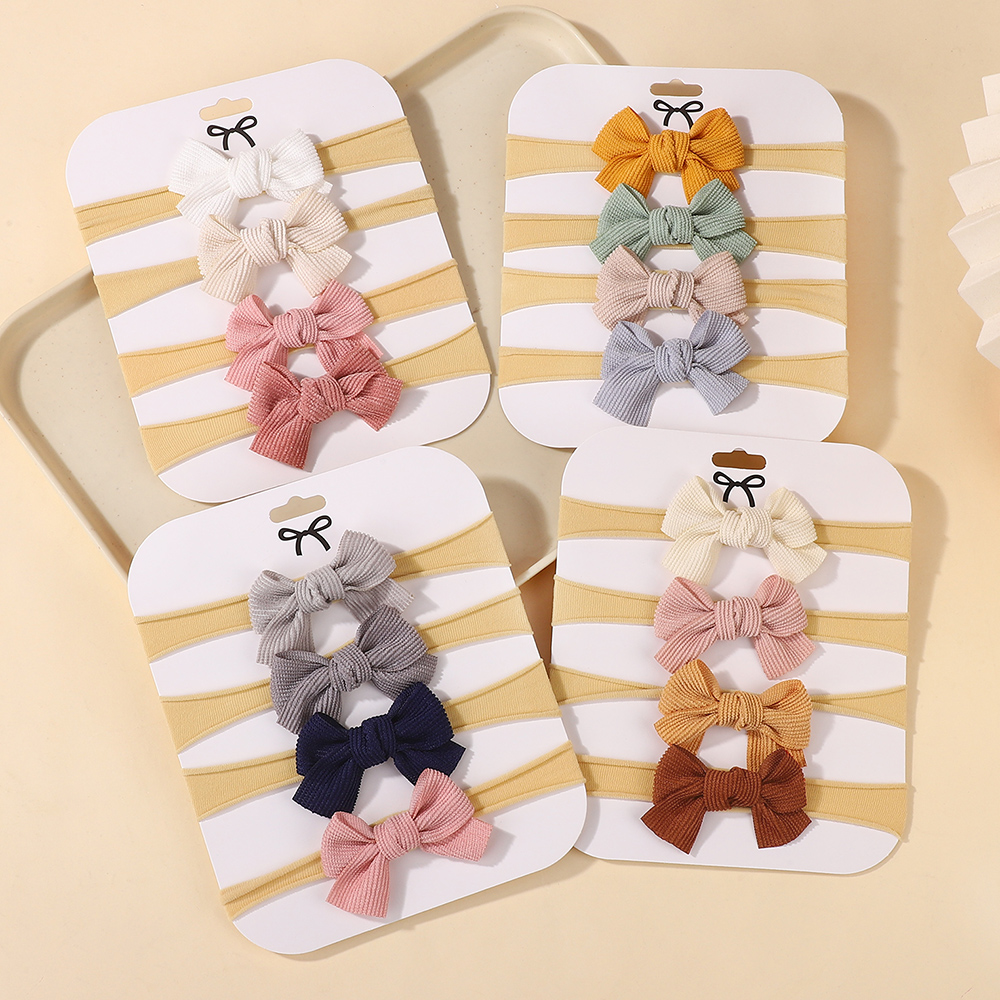 4 cái Waffle Bow băng đô dệt kim thiết lập an toàn Băng đô co dãn thoải mái hairband cho ẵm em bé Khăn trùm đầu