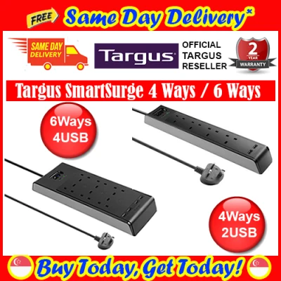[Free Same Day Delivery*] Targus Smart Surge 6 / Smart Surge 4 Socket Surge Protector with 4 USB / 2 USB Port (UK) APS1002AP (*Order before 2pm on Working Day, will Deliver on Same Day, Order After 2pm, will Deliver Next Working Day.)