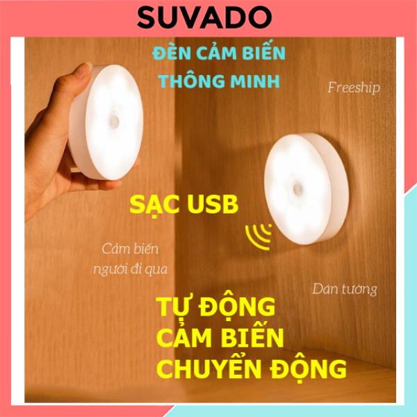Bảng giá Đèn LED cảm ứng không dây thông minh dán tường tủ bếp cầu thang pin sạc USB ddenf led Light 002 SUVADO