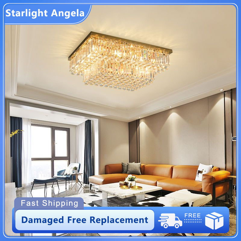 Tri Color Crystal Chandelier Atmospheric Household LED Pendant Lamp Living Room Bedroom Ceiling Light Home Decor Lighting ราคา 17,999 บาท*ส่งฟรี