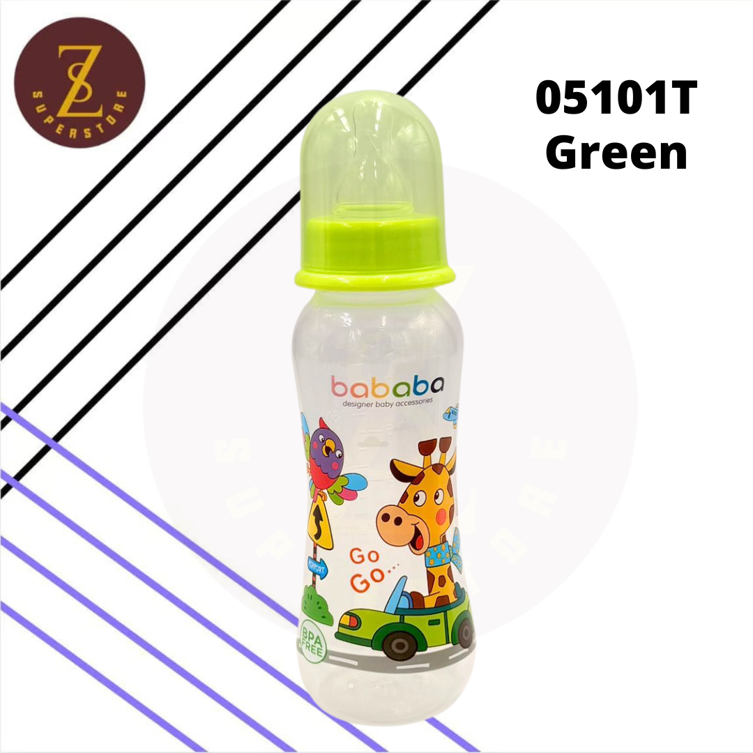 BABABA Botol Susu Besar Murah Standard Neck Feeding Bottle Baby Milk Bottle Cute Design BPA Free (250ml) SL05101