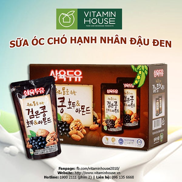 Thùng Sữa Hạt Óc Chó Hạnh Nhân Đậu Đen 195ml 20 gói - Vitamin House