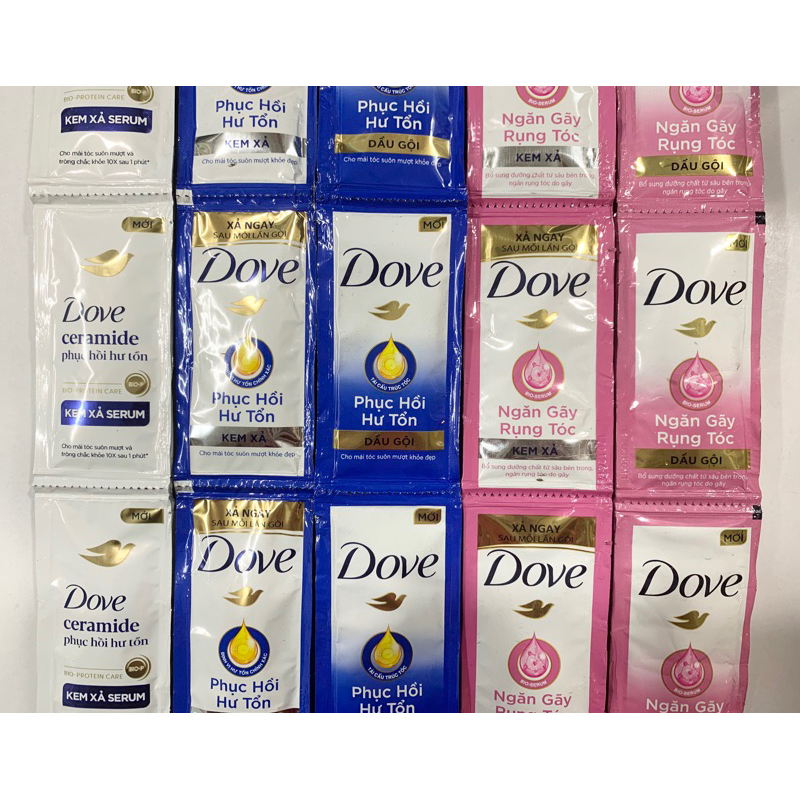  Dây Gội . Xả Dove 10 Gói Dầu Gội Phục Hồi Ngăn Gãy Rụng. Dầu Xả Dove 