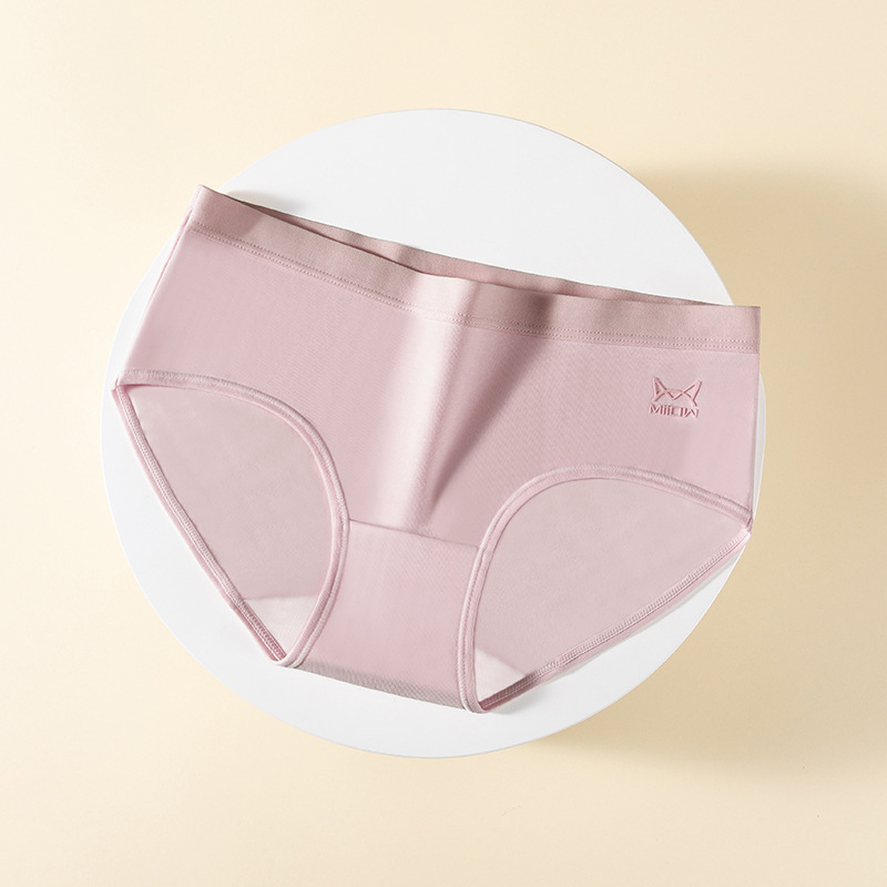 Đơn Giản cotton nguyên chất màu đơn Mèo Người Quần Lót Phụ Nữ Liền Mạch kích thước lớn Cô Gái Giữa Eo Bông Kháng Khuẩn Quần Lót Phụ Nữ Tinh Khiết Bông