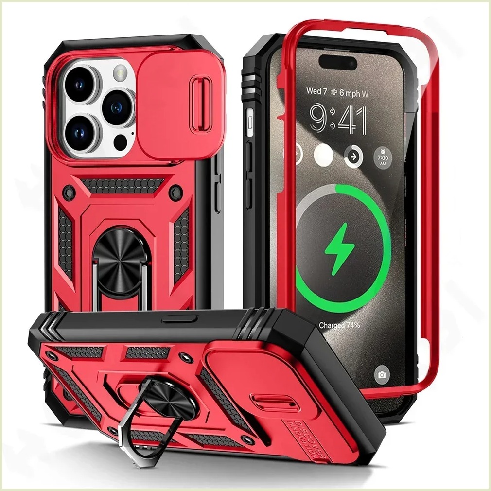 【Thời trang】 Ốp lưng cho iPhone 16 15 14 13 12 11 Pro XS Max XR Plus Vỏ giáp bảo vệ máy ảnh bậc quân