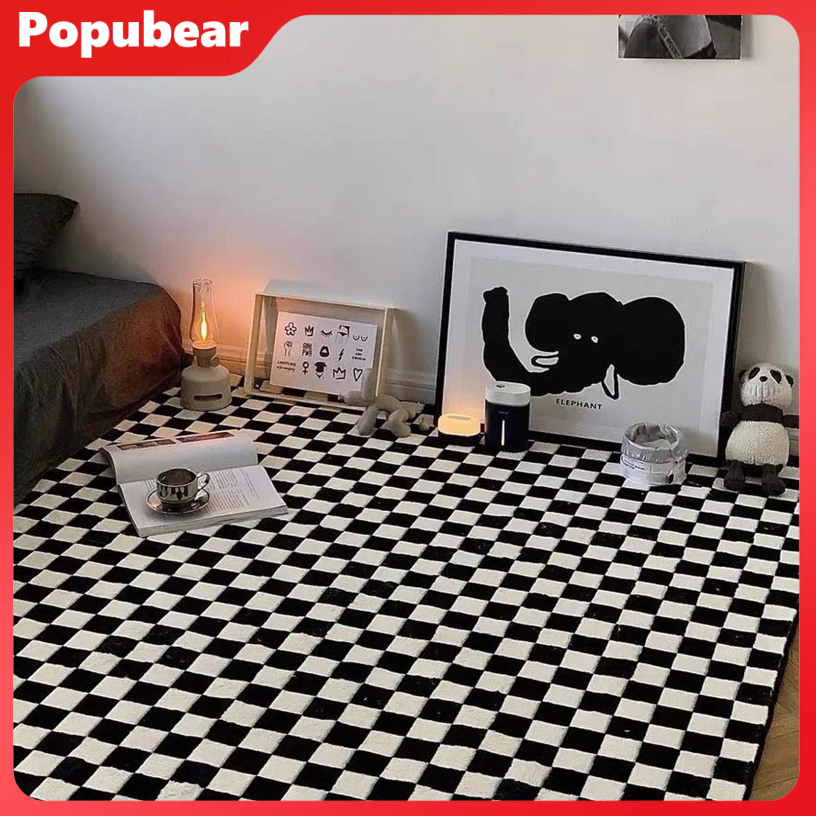 Creative Chessboard Pattern Carpet Decor More Thicken Stylish Polyester Ground Carpet for Home ราคา 1,643 บาท*ส่งฟรี