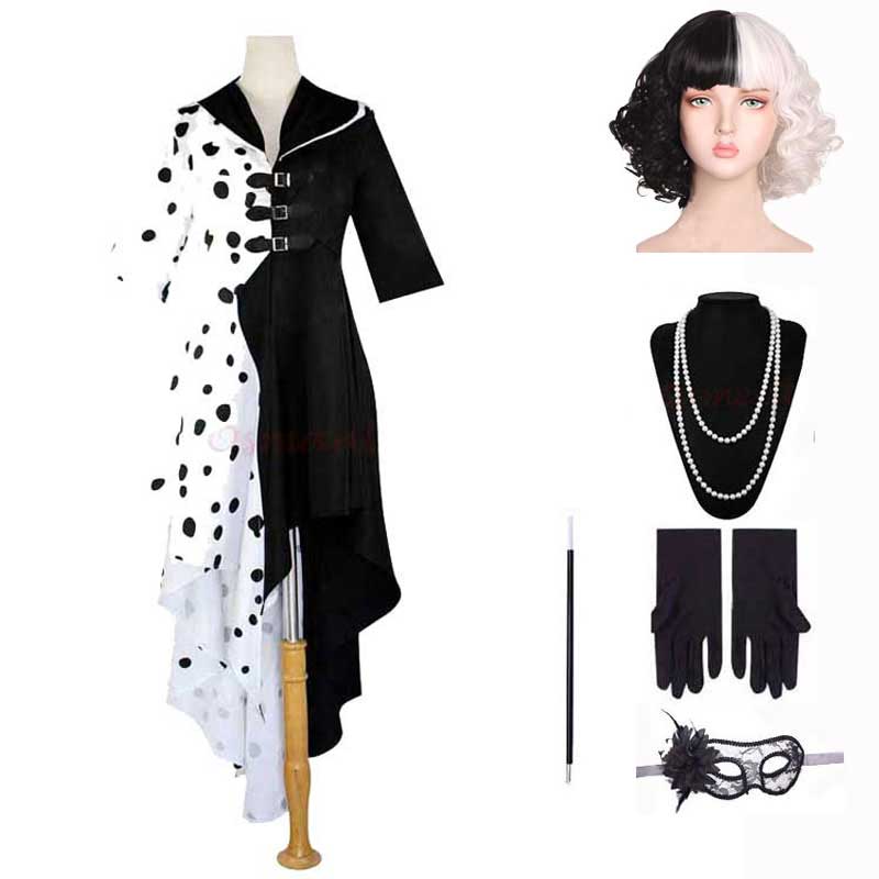 Movie Cruella Estella Cruella de Vil Cosplay Costume C00687