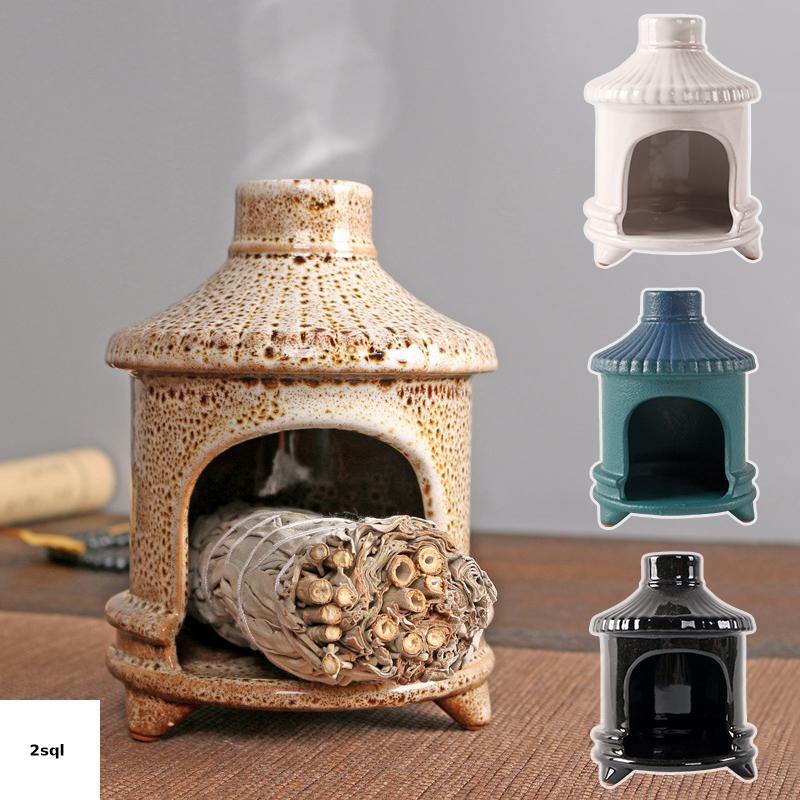 1 khay đựng nhang bằng gốm thủ công bằng gỗ linh thiêng khay đốt tối giản Khay Làm Nhòe Phong Cách Bohemian dụng cụ lấy tro hương liệu màu trắng PALO santo tự nhiên thân thiện với môi trường 12.5x9.5x9.5cm