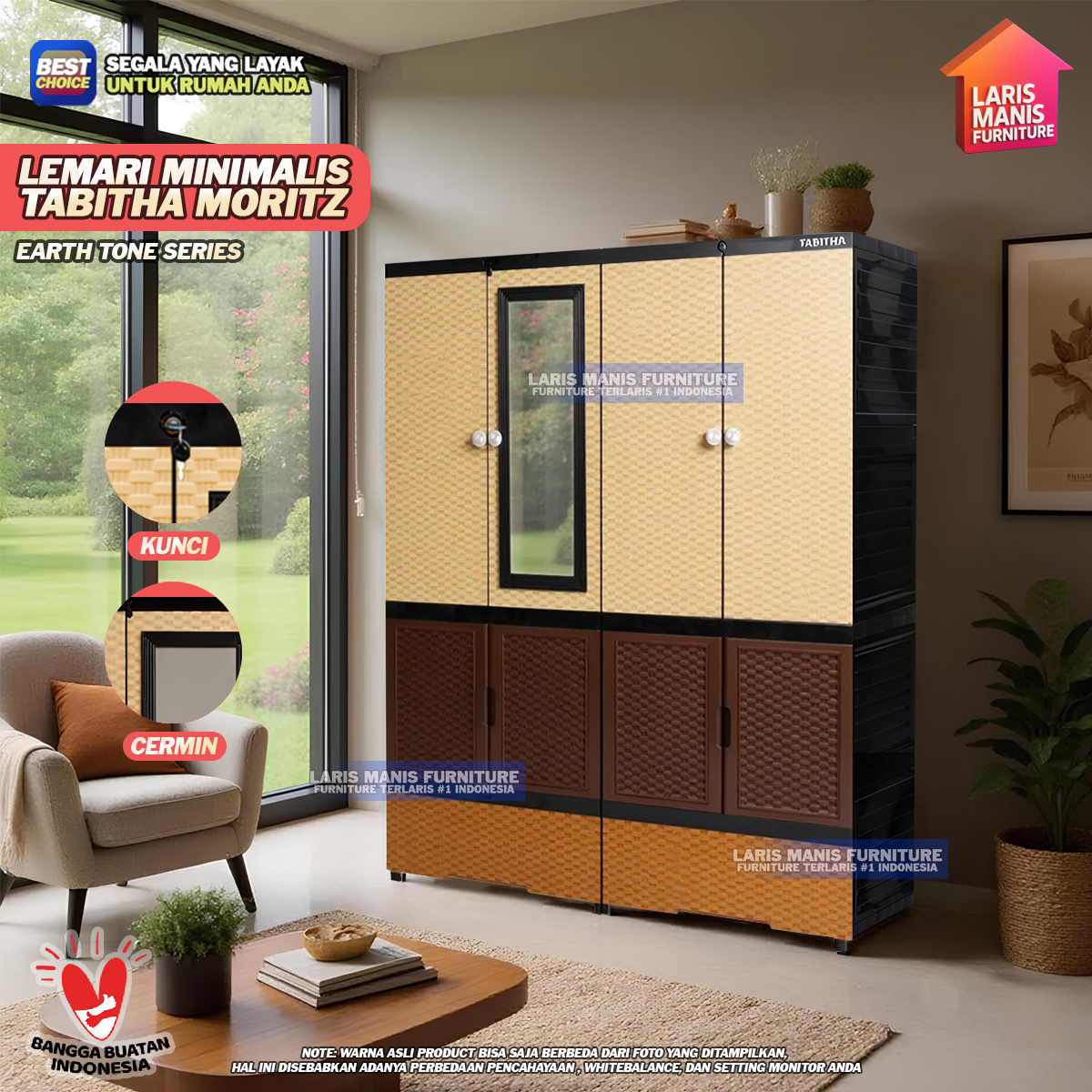 Aesthetic Wardrobe Tabitha Moritz Mirror Wardrobe Multi-Purpose Storage Cabinet with Drawers Harga 368,000 rupiah*Gratis Ongkir