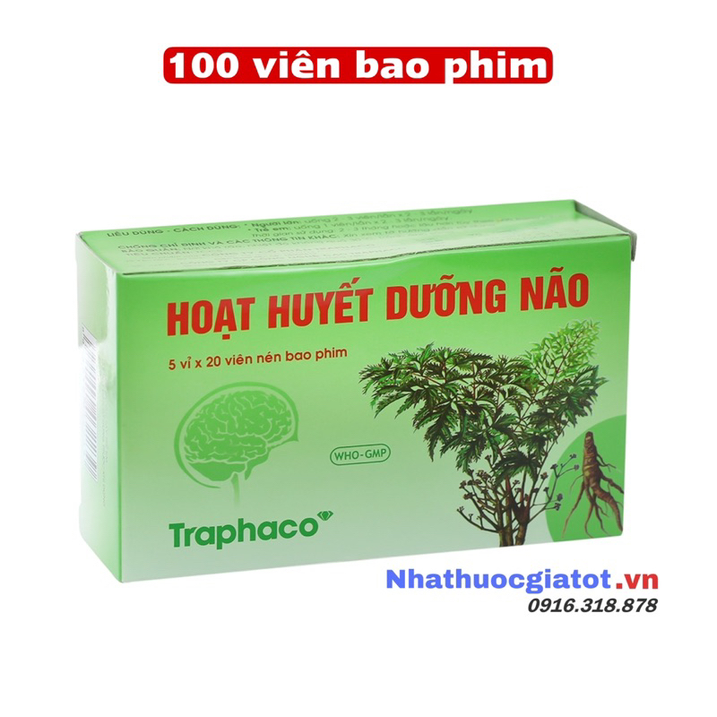 Hoạt huyết dưỡng não traphaco hộp 100 viên