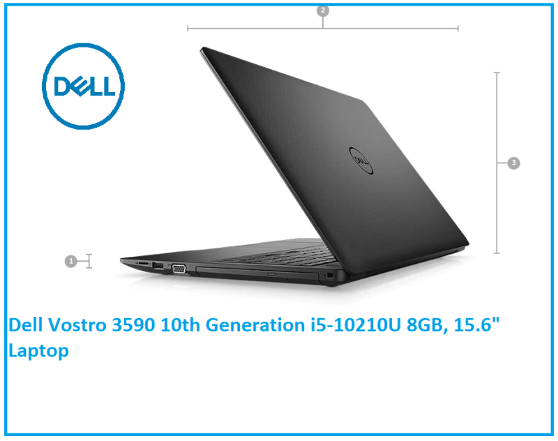 2 YRS WARRANTY Dell Vostro 3590 10th Generation i5-10210U 8GB (2x4GB) 2666MHz DDR4 Non-ECC, 256GB SSD Windows 10 Home, 15.6 inch Full HD Anti-Glare LED-Backlit Display Black - LCD Back Cover free bag and mouse