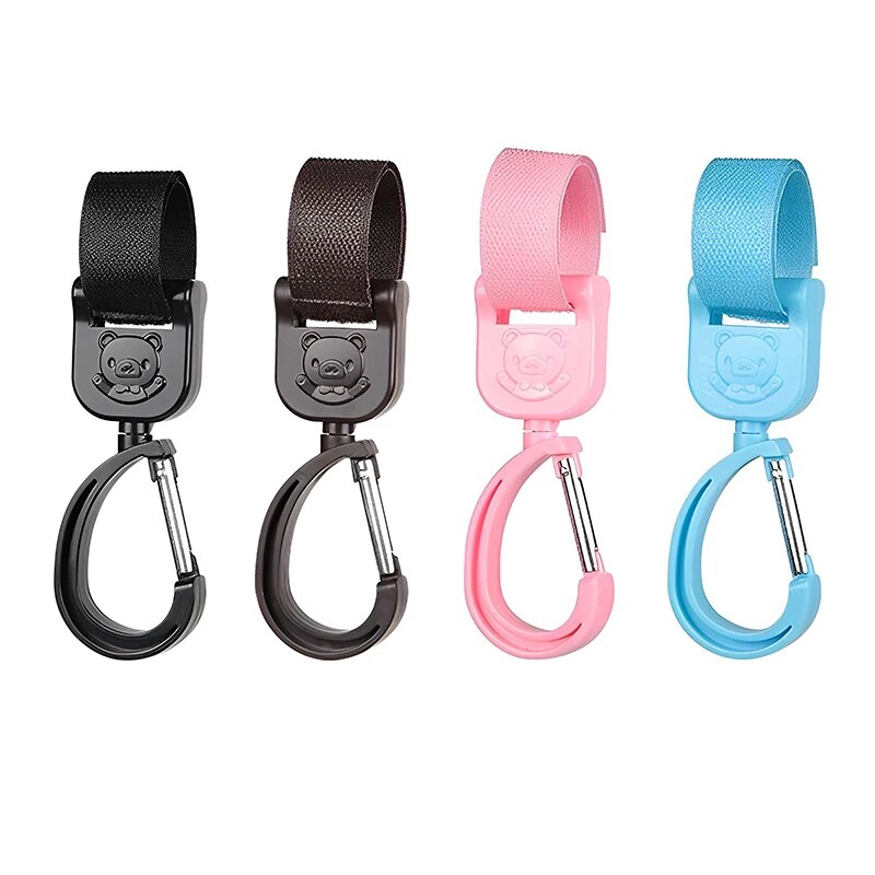 2 cái/Bộ móc xe đẩy em bé Xe đẩy pram xoay 360 độ Móc treo túi đựng tã tổ chức kẹp móc áo phụ kiện xe đẩy