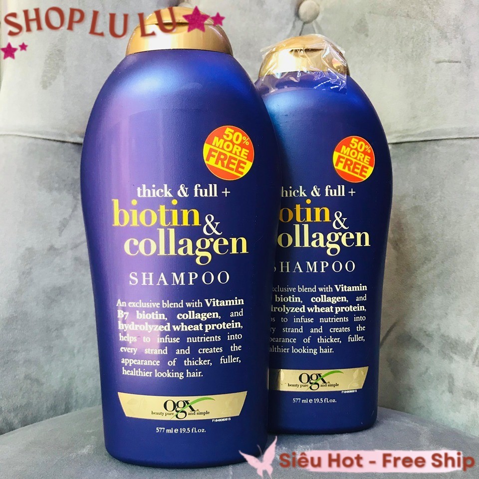(LL) Dầu Gội Biotin Collagen Tím 577ml Chai Gội lẻ tóc yếu, tóc nhờn, khô tóc, rụng tóc