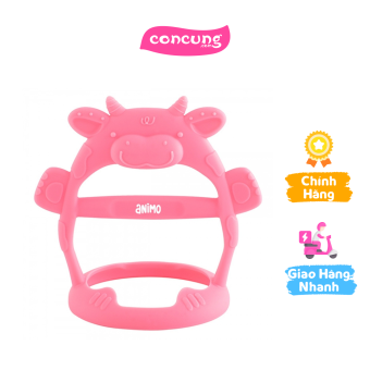 Gặm nướu vòng tay Silicone con bò Animo (Hồng)