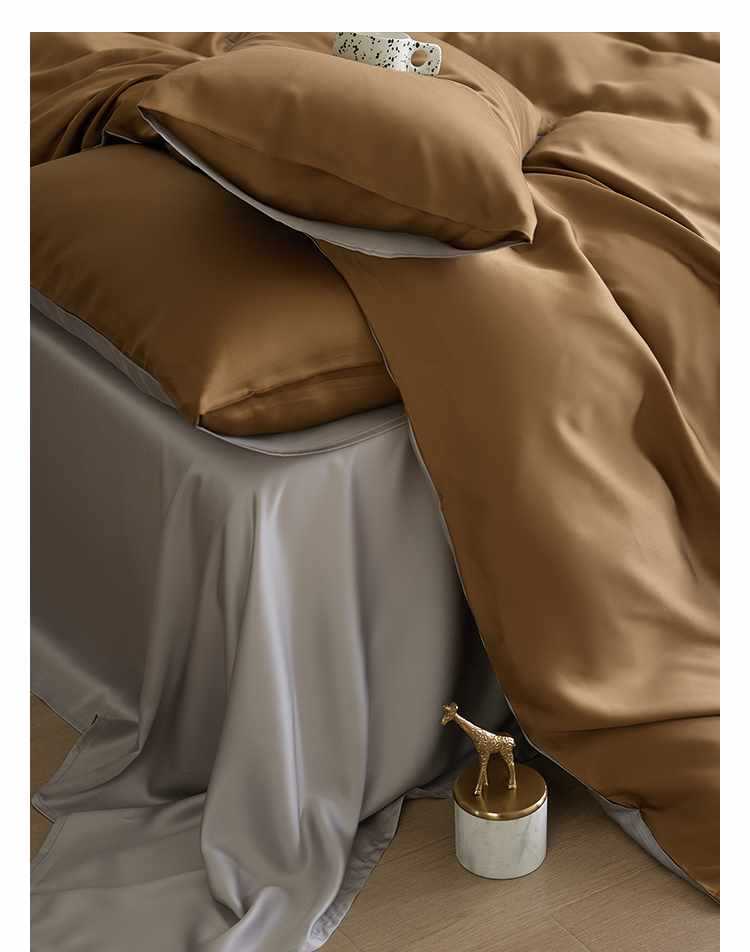 Set di biancheria da letto 60 pezzi in Tencel Four tinta unita Ice Silk Summer Naked, lenzuolo con angoli elasticizzati, set copripiumino, set di lenzuola in tre pezzi AoyuejHasd-CB