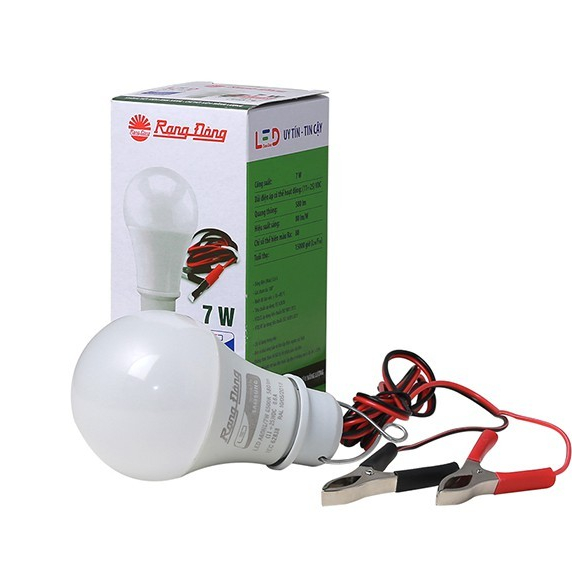 Bóng đèn LED kẹp bình Ắc quy, bóng E27- 12V - 24V DC 7W / 9W / 12W Rạng Đông, ChipLED Samsung