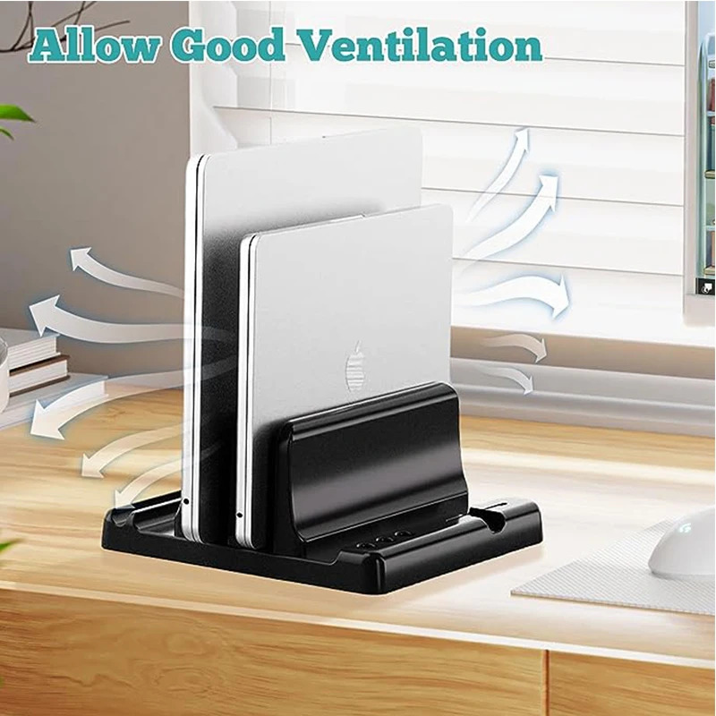 Nhựa dọc đế máy tính xách tay chủ có thể điều chỉnh máy tính để bàn máy tính xách tay dock tiết kiệm không gian 2 trong 1