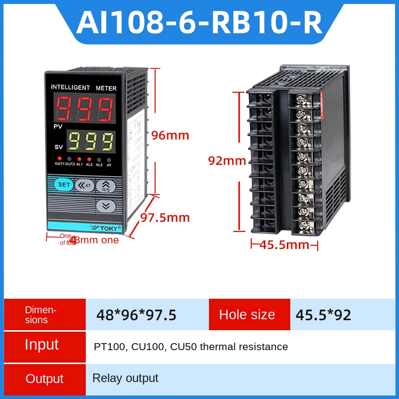 Bộ Điều Khiển Nhiệt Độ AI108-4/6/7/9-RB10/SB10-T-R - TOKY | Vi Máy Tính | Phạm Vi Đo Linh Hoạt | Điện Áp 100-240V - AI108-6-RB10-R