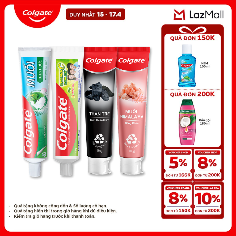 [Chỉ 15-17.4_X2 Voucher giảm đến 18%] Bộ sưu tập các vị kem đánh răng Colgate từ thiên nhiên