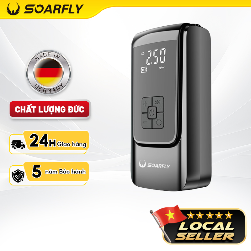  SOARFLY【4 IN 1 Bơm lốp xe hơi đa năng mini công suất 120W áp suất 150 PSI cầm tay không dây nhỏ gọn 