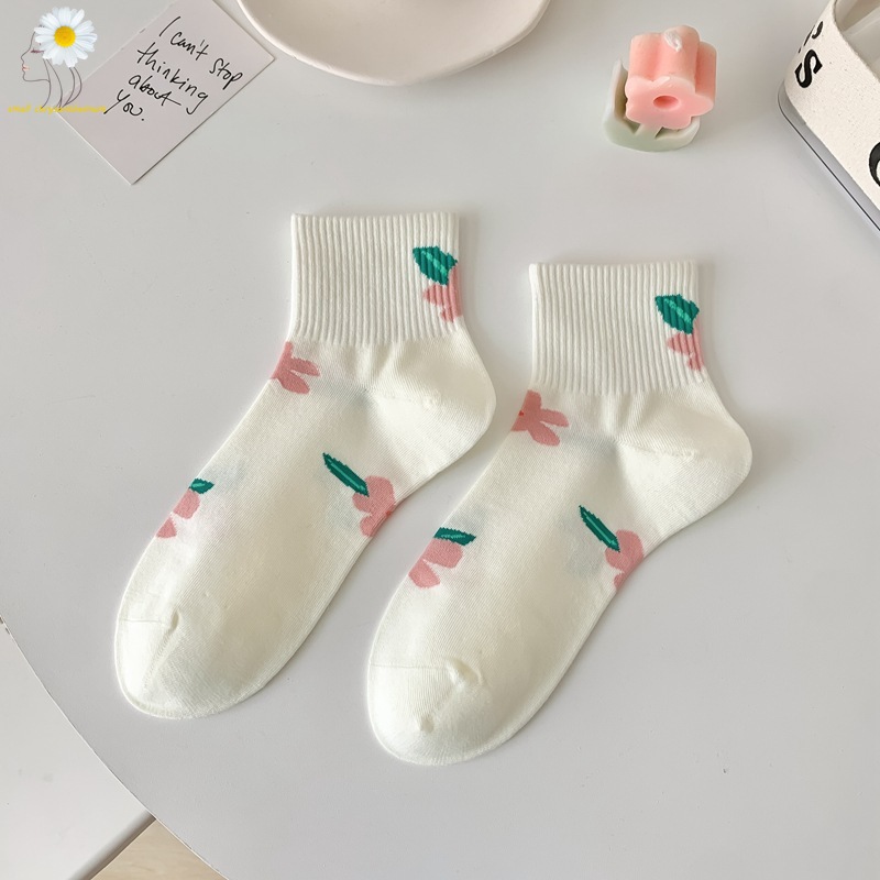 Vớ Phụ Nữ Mặt Cười Hoa vớ ngắn Cotton Mỏng Thoáng Khí Dễ Thương tất hài Cho Cô Gái Hợp Thời Trang Nhật Bản vớ học sinh