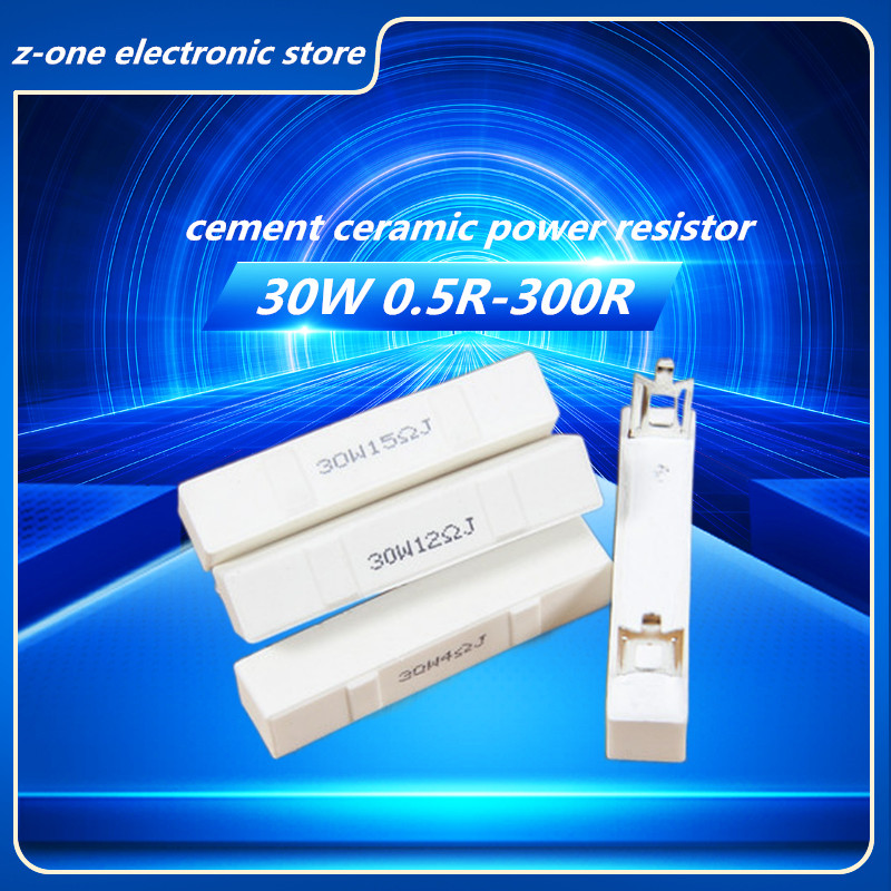 【Direct-sales】 30w Cement Ceramic Power Resistor 5% 0.5-300r 1.2 2 2.5 3 5 6 8 10 12 15 20 22 25 30 