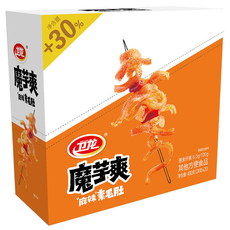 Weilong Konjac Mát Mẻ 480g24gX20 Túi Đóng Hộp Bụng Lông Chay Thơm Chua Cay Đồ Ăn Vặt Nổi Tiếng Trên Mạng Đồ Ăn Vặt Thanh Cay