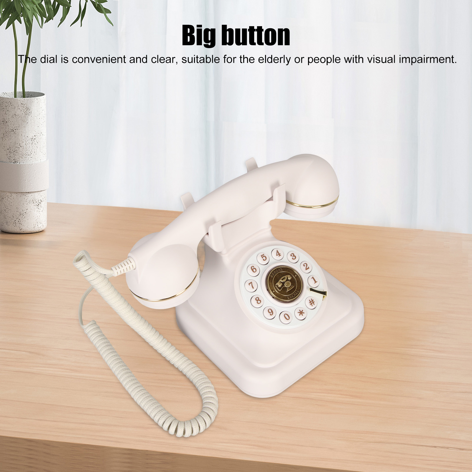 Landline Phone ABS Corded Phone Durable Big Button Easy To Use Antique for Bedroom for Ofiice ราคา 1,326 บาท*ส่งฟรี