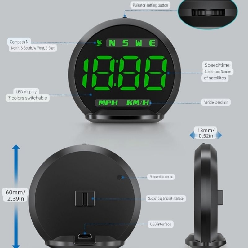 HUD GPS T24 RGB LED HIỂN THỊ TỐC ĐỘ ĐẶT TAPLO Ô TÔ ĐẸP -  CHÍNH XÁC VÀ AN TOÀN LÁI XE