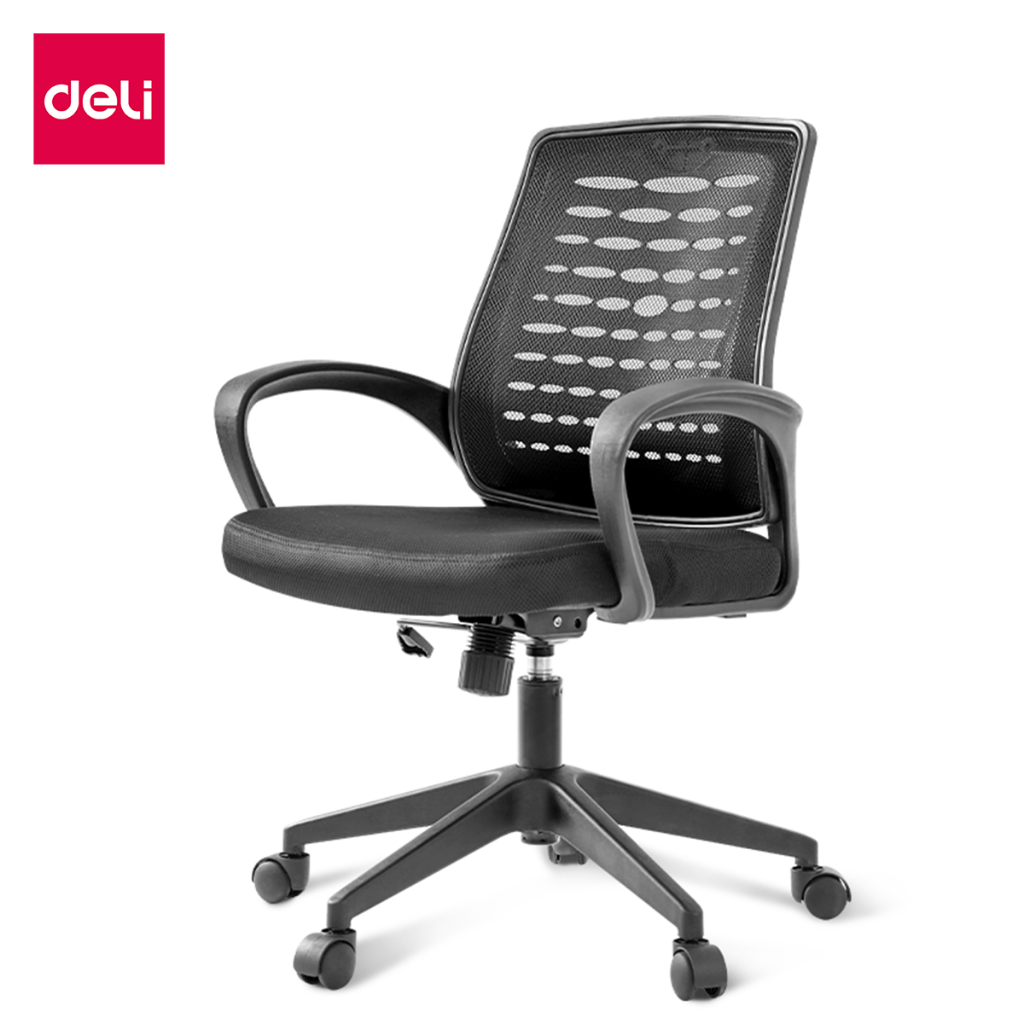 Deli เก้าอี้สำนักงานระบายอากาศตาข่ายกลับวัสดุธรรมชาติที่นั่งสบายปรับขึ้นและลงได้ 8 ซม Office Chair ราคา 2,299 บาท*ส่งฟรี