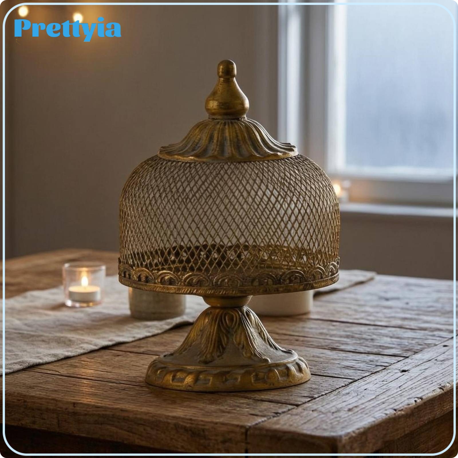 Prettyia Distressed Finish Decorative Pedestal Candle Holder Table Centerpiece Vintage Candle Holder Sturdy Metal Vintage Gold Candlestick Stand Stable Placement for Tabletop ราคา 2,583 บาท*ส่งฟรี