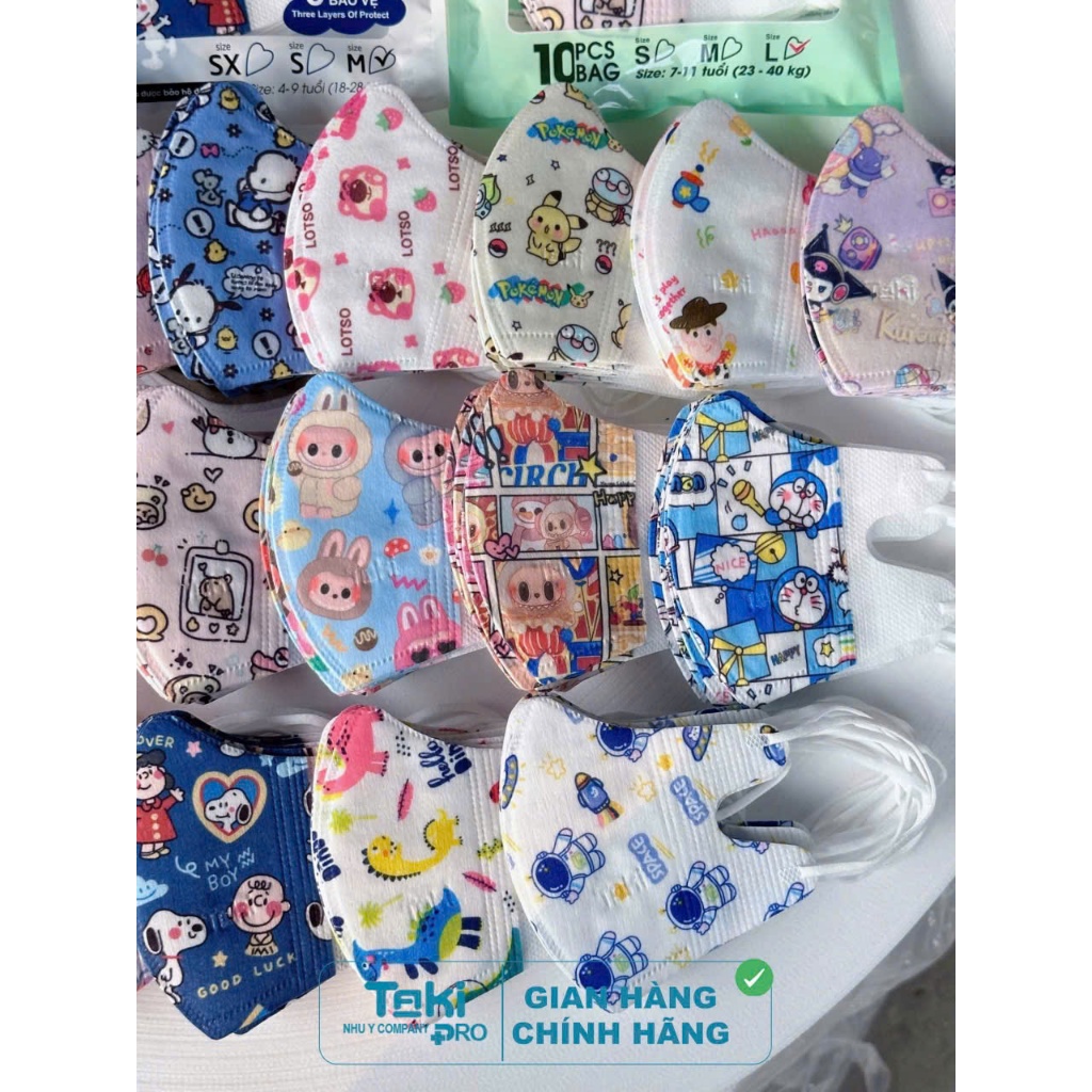 COMBO 𝟓𝟎 𝐜𝐚́𝐢 khẩu trang cho bé 𝐕𝐀̉𝐈 𝐋𝐔̣𝐀 cao cấp nhiều mẫu mới mix hình ngẫu nhiên cho các bé