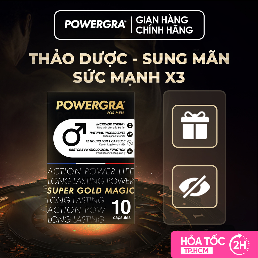 Viên uống phục hồi và tăng cường sức khỏe nam giới Powergra For Men (Super Gold Magic) - Hộp 10 viên | POWERGRA SUPPLEMENT STORE