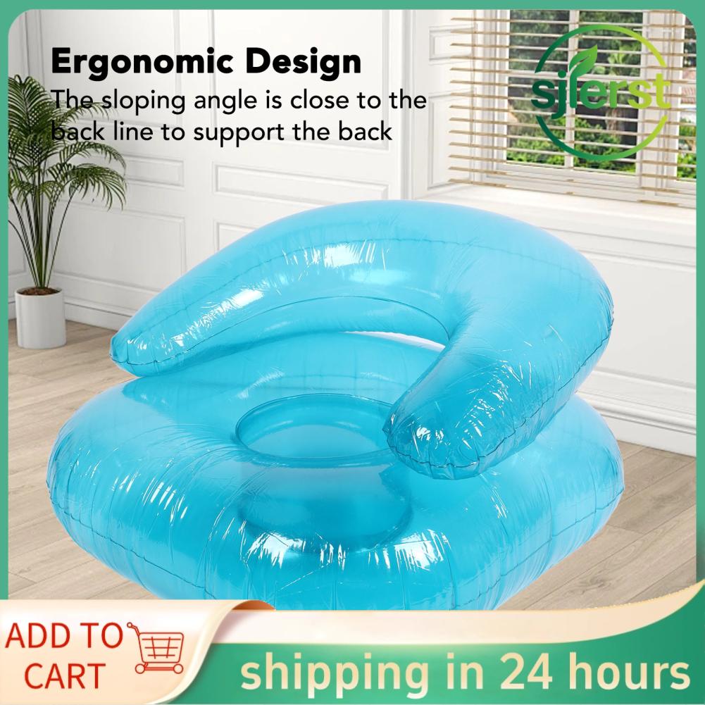 sjlerst Ghế bơm hơi PVC trong suốt Ghế bơm hơi đơn có thể nổi cho người lớn 46x7 0cm/18.11x27.56inch Ghế thổi ngoài trời & trong nhà cho phòng ngủ Màu xanh lam