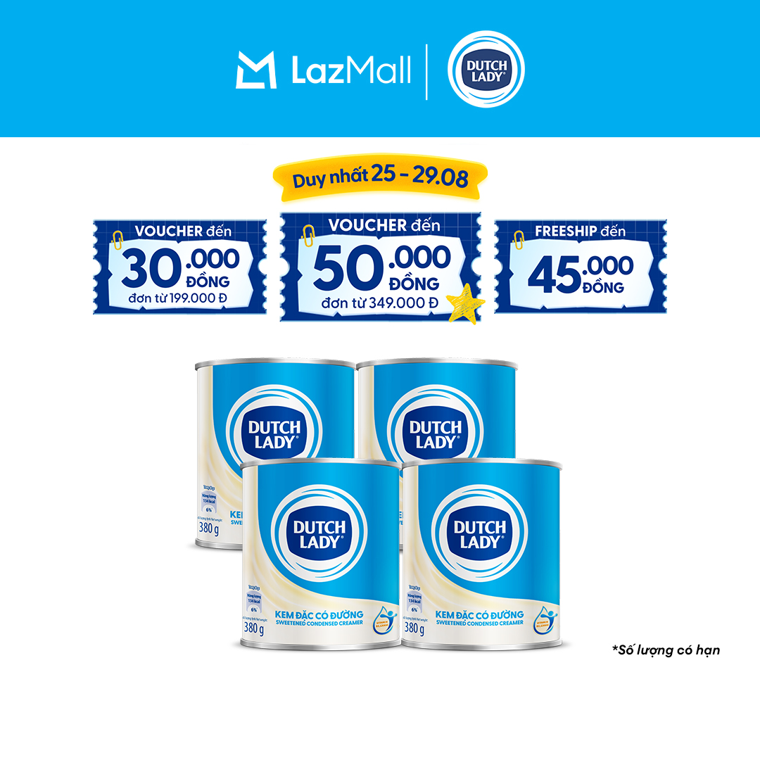 Combo 4 Lon Kem Đặc Có Đường Dutch Lady Lon 380g/lon
