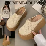 Runenbaoluo thời trang đế dày đệm bảo vệ ngón chân dép nửa chân Xăng đan lười thoáng khí lưới mới mùa hè cho nữ