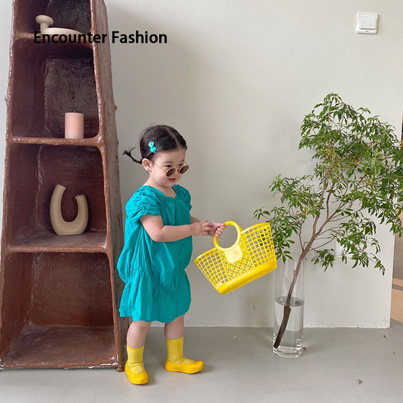 VOCKOO Solid color summer cotton dress, Korean style, suitable for girls ราคา  173 บาท*ส่งฟรี