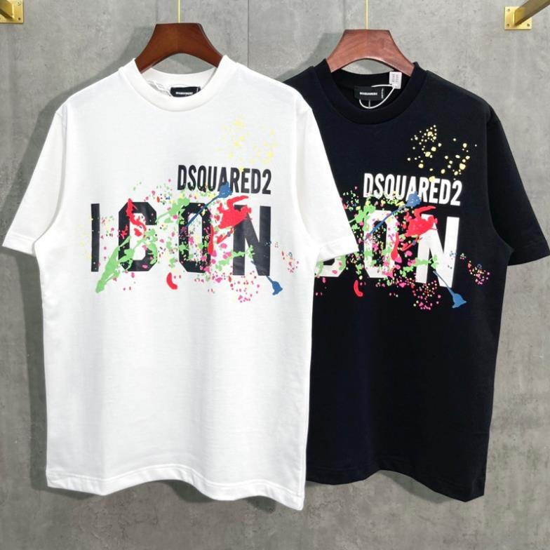Áo phông nam nữ cổ tròn Dsq2 in hoạ tiết chữ ICON vảy sơn 7 màu siêu rẻ đẹp boy phố